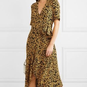 GANNI Floral-print crepe de chine wrap dress